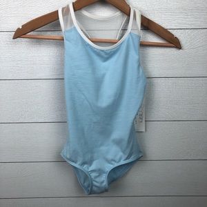 NWT BalTogs light blue racer back leotard